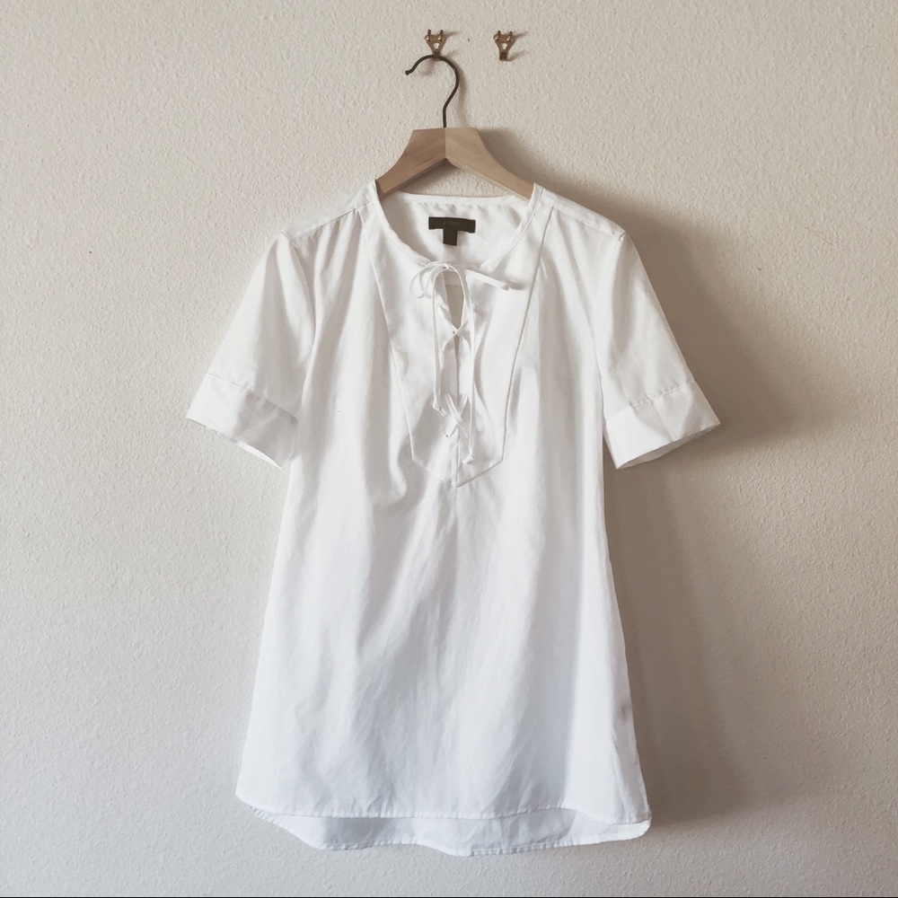 Cotton Poplin Lace Up J.Crew Shirt